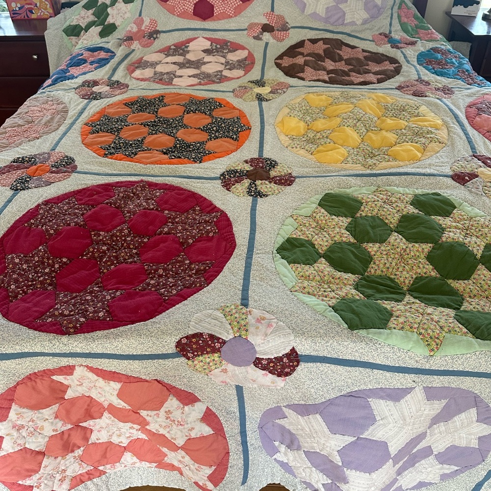Large Hand Stitched Vintage Quilt